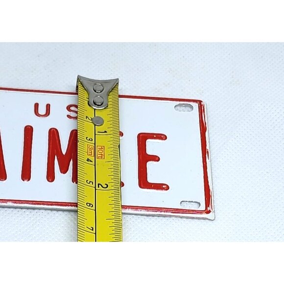U.S.A Aimee Personalized White Red Collectible Mini License Bicycle Bike Plate - Picture 3 of 4